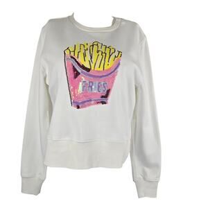 Grey Lab  Los Angeles White Pink Sequin Novelty Fries Sweatshirt Women's Small